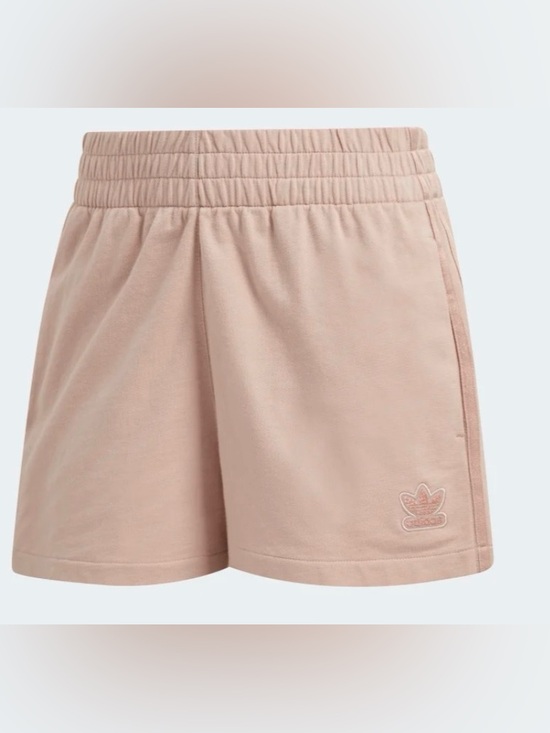 adidas Pants - adidas Originals New Neutrals logo high waisted shorts in Ash Pearl Size Medium